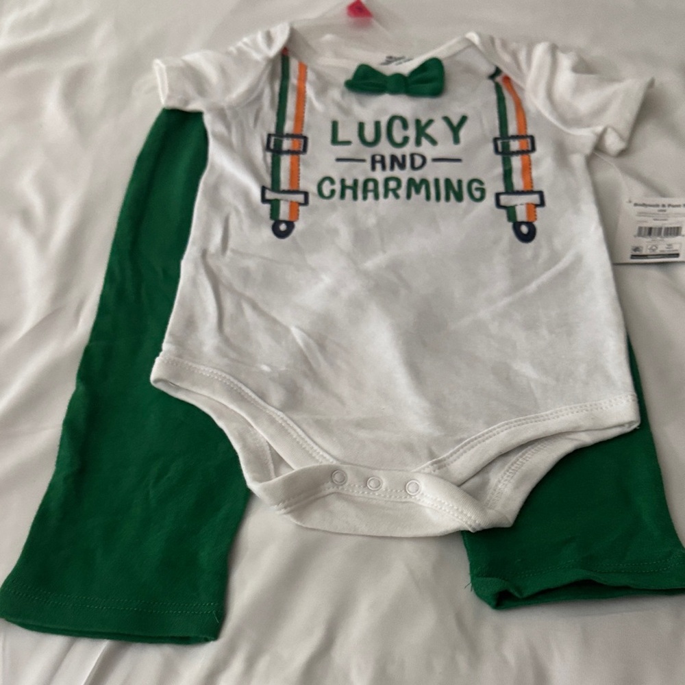 Lucky and Charming Kids Matching Set - Green and White